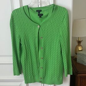 Talbots Vibrant Green Cardigan Sweater